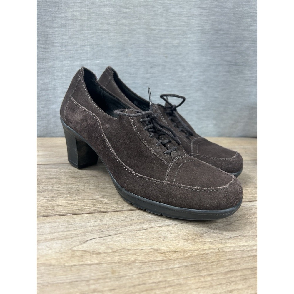 Clarks Oxford Women's Dark Brown Chunky Heels Lace-Up Shoes, Size